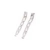 Pendientes de Cadena Cuadrada con Zirconia Incrustada de Aguja Plateada, Simples y Versátiles, Pendientes de Estilo Lujo Ligero, Pendientes de Moda y Elegantes, Diseño de Nicho