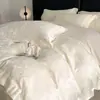 Conjunto de verão de jacquard Tencel lavado com laço, seda gelada, capa de edredom sedosa e lisa, conjunto de cama de três peças de alta qualidade