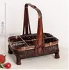Cestas tejidas de bambú hechas a mano, bandejas de té, juegos de té, cribas de doble capa, cestas de bambú y platos para decoración de jardín de infantes.