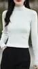 Camisa Básica de Algodão Puro com Costela e Gola Alta Meia-Boca High-End Pronta para Usar para Mulheres, Roupa Íntima Versátil Slim-Fit Sem Costura para Primavera e Outono, Top Versátil Atacado