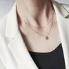 Collar con Colgante Hexagonal Geométrico Simple de Oro de 18 Quilates, Estilo Nuevo para Mujer, Cadena Doble para Clavícula, Accesorio Versátil y de Moda