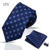 Corbata de alta gama para negocios, pañuelo de bolsillo, 3 piezas, regalo para hombre, vestido de boda, corbata de poliéster de seda, corbata de traje