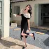 Vestido Casual de Moda Verão 2026 Redutor de Idade Emagrecedor Patchwork de Alta Qualidade Ombro Único Duas Formas
