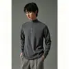 Camiseta de Manga Larga de Algodón Puro de Peso Pesado con Cuello Semi Alto para Hombre, Tendencia de Moda Versátil, Nueva Colección Primavera y Otoño 2026