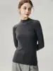 Suéter de punto 100% cachemir puro de cuello semi-alto, corte ajustado, para mujer, capa base de otoño e invierno para commuting, jersey de manga larga
