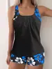 Traje de baño dividido negro nuevo europeo y americano 2024, boxers estampados ajustados sexys para mujer, tankini de comercio transfronterizo