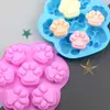 Molde de Silicone DIY 7 Cavidades Estampa de Patinha de Gato Para Assar Bolo, Fazer Pudim, Geleia e Sabonete Artesanal Venda por Atacado