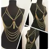 Cadena de pecho y cadena corporal de metal con borlas de círculo grande, popular transfronteriza europea y americana WMS, disponible en dorado, plateado y negro