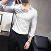 Camisa casual de manga larga para hombre, estilo coreano, ajustada, con bordado atractivo, estilo estilista, nueva camisa de chico con espíritu, sin planchado