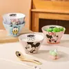 Serie Mickey de Disney Tazón Cónico Alto Color Bajo Esmalte Vajilla Tazón para Arroz Cerámica Regalo para Uso Doméstico Regalo de Cumpleaños