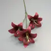 Flor de Lirio Artificial Impresa en 3D Transfronteriza en Rosa, Tallo Único, para Decoración de Salón de Bodas, Pared de Flores, Flor Artificial