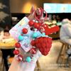 Llavero de Frutas con Cuentas Xiaohongshu Cadena de Teléfono de Flores Colgante de Coche Campana Estilo Pareja para Llave de Coche