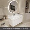 Mueble de baño de estilo crema con lavabo de cerámica integrado, mueble de baño de aluminio, combinación de lavabo, inodoro y mesa de lavado