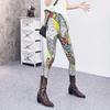 Leggings Femininas de Estilo Exótico para Usar por Cima 2026 Finas de Cintura Alta Elásticas Amarelas Estampa de Fênix Nacional Tendência Calças Cropped