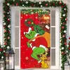 2026 Nueva Cortina de Puerta Navideña Bandera Decoración de Fondo del Monstruo Verde Grinch Navideño para Exteriores Tela Colgante Cubierta de Puerta