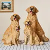 Escultura de Animales Creativa Artesanía de Resina Simulación Perro Golden Retriever Adornos Modelo Perro Guardián Adornos para Sala de Estar Hogar