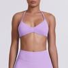 Sujetador Deportivo de Color Sólido Sin Costuras Transfronterizo de Espalda Hermosa Ajustado de Alta Elasticidad con Cuello Halter para Correr Fitness Yoga Ropa Deportiva Sujetador para Mujer