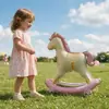 Cavalo de Balanço com Rodas Novo Balão de Filme de Alumínio Decoração de Festa de Aniversário Infantil Balões Tridimensionais Rosa Azul