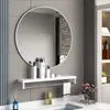 Espejo Redondo Simple para Baño Montado en Pared, Espejo de Baño, Espejo de Tocador, Espejo para Lavabo, Vidrio Montado en Pared sin Taladro Estilo Nuevo