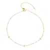 Collar de Acero Inoxidable Chapado en Oro de 18K con Borla en Forma de Y de Flor de Cuatro Pétalos y Circonita Europeo y Americano Cadena para Clavícula Joyería Fina Sencilla para Mujer