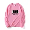 Novedad de Primavera y Otoño Dibujos Animados Gato Lindo Camisetas de Manga Larga Ropa Exterior Casual para Mujer Versátil Estilo Juvenil que Reduce la Edad Camiseta Básica