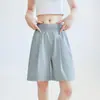 Pantalones Cortos Casuales de Nylon de Secado Rápido con Cintura Acanalada para Mujer, Verano Delgados de Corte Ajustado, Estilo Americano Petite de Pierna Ancha
