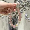 Qiaoen Pulsera Natural de Flor de Durazno Citrino Mariposa Moda Diseño Versátil Pulsera al por Mayor Cristal de Fresa Amor