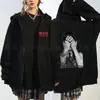 Sudadera con capucha con cremallera estilo foto en blanco y negro de BTS Jungkook, ropa holgada de apoyo para fans