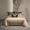 Nuevo juego de cuatro piezas de jacquard hueco de algodón-lino Tencel de alta precisión y lujo sutil, juego de ropa de cama premium para regalo con funda de edredón