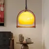 Lustre retrátil de vidro antigo Estilo Japonês Âmbar Mesa de ilha de restaurante Madeira maciça vintage Estilo silencioso