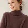 Suéter de cashmere Bai Cai Rong 2026 feminino com mangas raglan, design de gola alta e um caimento solto, macio e confortável