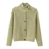 Fabricante Mayorista de Ropa para Mujer Transfronteriza 2026 Nuevo Cárdigan Chaqueta de Punto de Cuello Alto Decorado con Botones Estilo Europeo y Americano