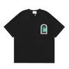 Camiseta Unisex Gola Redonda Manga Curta Loose com Estampa do Logo Casablanca Verão Casablanca Tendência Algodão Puro