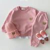 Estilo coreano bebê roupas infantis moda filhotes crewneck moletom esportes calças bonito casual terno infantil terno de outono