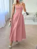 Vestido de Noite com Alça Fina Estilo Europeu e Americano Amazon 2026 Novo Modelo Festa de Aniversário Elegante Longo Vestido de Cetim
