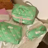 Bolsa de maquillaje con lazo a cuadros, color vibrante, gran capacidad, portátil, para viaje, para mujer, 2024