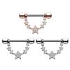 1 producto transfronterizo más vendido estrella de cinco puntas incrustada de diamantes popular europeo y americano joyería para perforaciones anillo de pecho clavo para pezón hoja