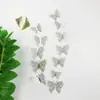 Criativo 3D Borboleta Oca Deslumbrante Dez Cores Tridimensional Autoadesivo Adesivos de Parede DIY Celebração de Festival Decoração de Casa Adesivos M
