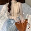 Suéter de Otoño e Invierno para Mujer de Talla Grande Camisa de Fondo Tejida Estilo Coreano Cuello Alto Slim Hombro Recto Manga Larga Elástica Camiseta Top