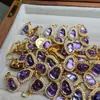 Pequeñas explosiones de camote piedra de energía calabaza de amatista natural agujero pasante pequeños accesorios de gota joyería de plata S925 diamante DI