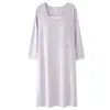 Venta Caliente Bata de Noche de Algodón Tencel para Mujer, Manga Larga con Sujetador Incorporado, Nuevo Estilo Primavera y Otoño, Sencilla, Holgada, Cómoda Pijama, Ropa de Casa