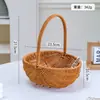 Cesta de Flores Artesanal de Rattan Sintético, Cesta de Armazenamento para Jardim, Acampamento, Piquenique, Cesta de Frutas, Cesta de Ovos, Cesta para Arranjos Florais de Floricultura