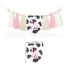 Banner de Cadeira Alta para 1º Aniversário com Tema de Meia Vaca, Uma Coroa, Chapéu Pontudo de Meio Ano, Chapéu de Festa de 1 Ano