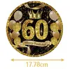 Festa de Aniversário Série Ouro Negro 60 Anos Garfo Colher Prato Conjunto Louças Suprimentos Diário Festival Casamento Louças de Casamento