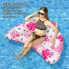 Toldo inflable reclinable de PVC para agua, venta al por mayor, con flotador y portavasos, disponible en stock.