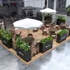 Floreira de Ferro Fundido e Aço Inoxidável para Exterior com Combinação de Banco, Assento de Floreira, Adequada para Jardins Municipais, Ruas e Áreas Externas, Móvel