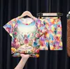 Pijama Infantil para Meninos e Meninas, Estilo Verão Curto de Manga Curta Fino, Meninas Pequenas, Bebê Desenho Animado, Conjunto de Verão Fofo e Super Fofo, Roupa de Casa