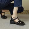 Sandalias Romanas de Moda Versátiles de Punta Cerrada con Suela Gruesa Nuevo Estilo Primavera/Verano 2026 Sandalias Tejidas Huecas de Tacón Medio Grueso para Mujer