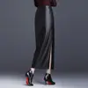 Moderna falda midi de cuero PU ajustada a la cadera para mujer, nueva colección otoño 2026, de cintura alta, estilizada, falda larga con abertura, elegante y con estilo
