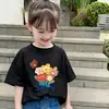 Camiseta de Manga Corta de Algodón Puro para Niñas Verano 2026 Nuevo Estilo Ropa Infantil Estilo Coreano Holgada y Elegante Dibujos Animados Estampados Top de Verano